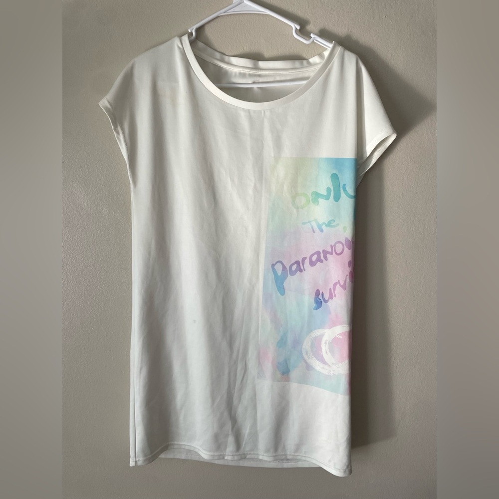 Chic White Graphic Tunic Top